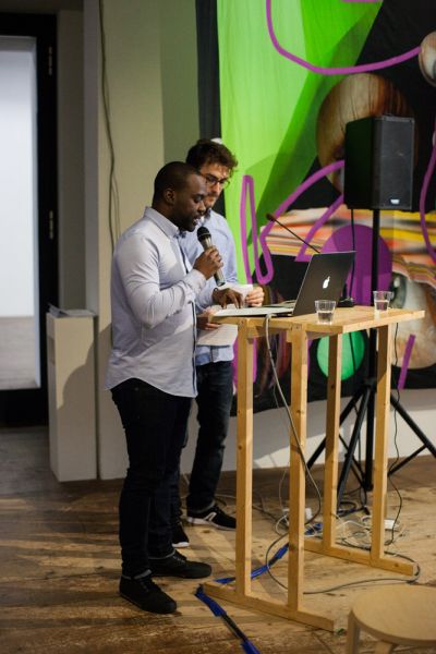 Ramon Amaro and Conrad Moriarty-Cole. Foto: Shari de Boer, courtesy Stroom Den Haag